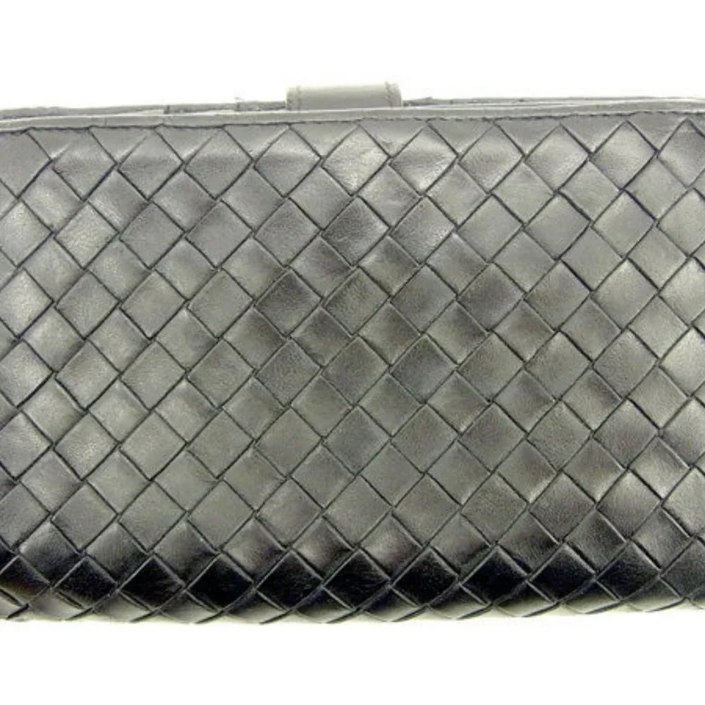 Bottega Veneta Wallet Intrecciato Black Gold Woman unisex Authentic Used - Picture 2 of 6